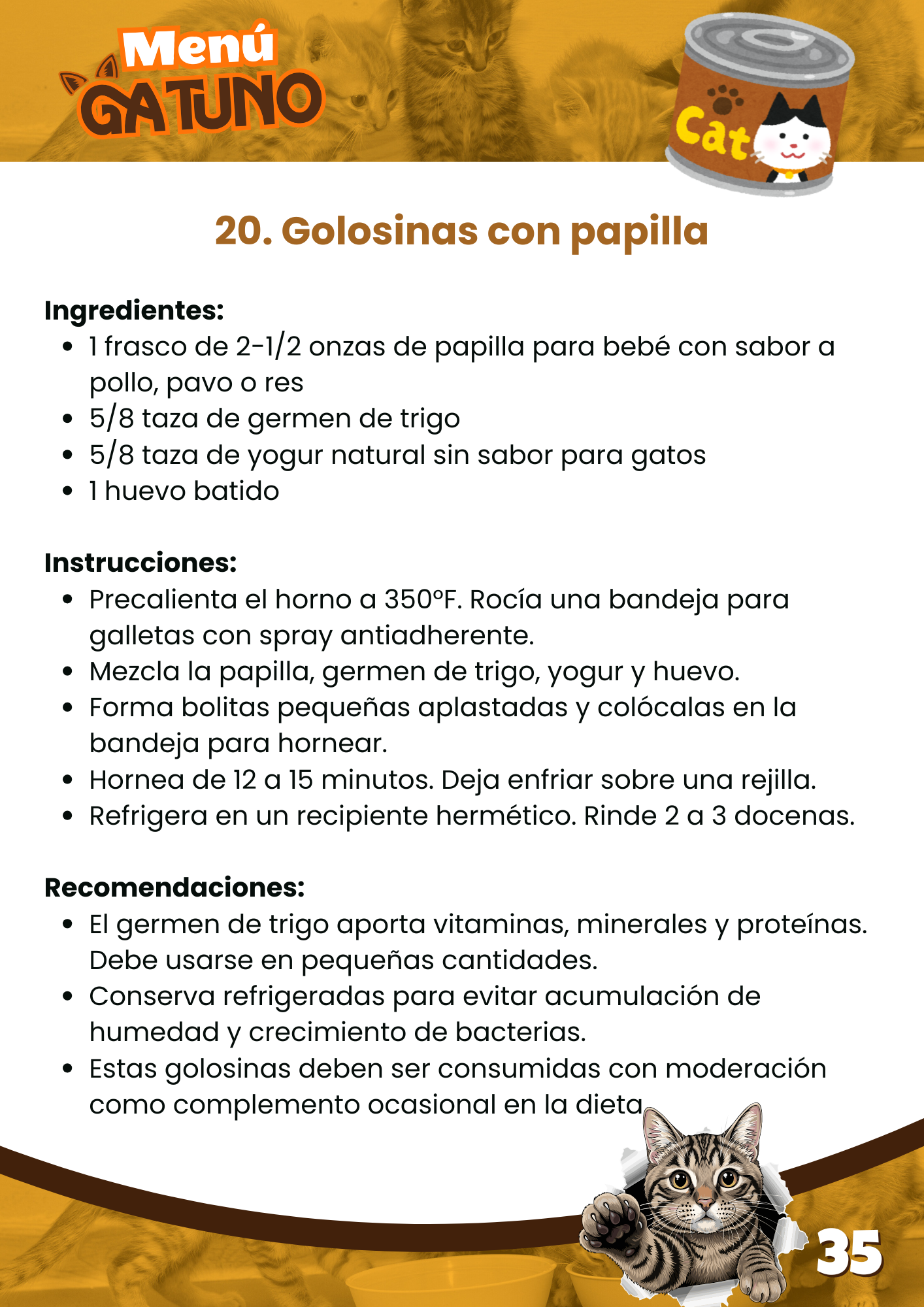 Menú Gatuno | 100 Recetas Caseras para Gatos | Descarga Inmediata